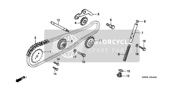 Honda C70CW 1994 Nokkenasketting/Spanner voor een 1994 Honda C70CW